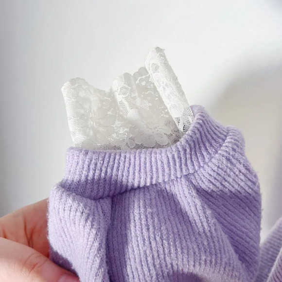 Ordinary Holiday Korean Light Purple Lavender Button Up Cardigan Lace Size L - Picture 4 of 9